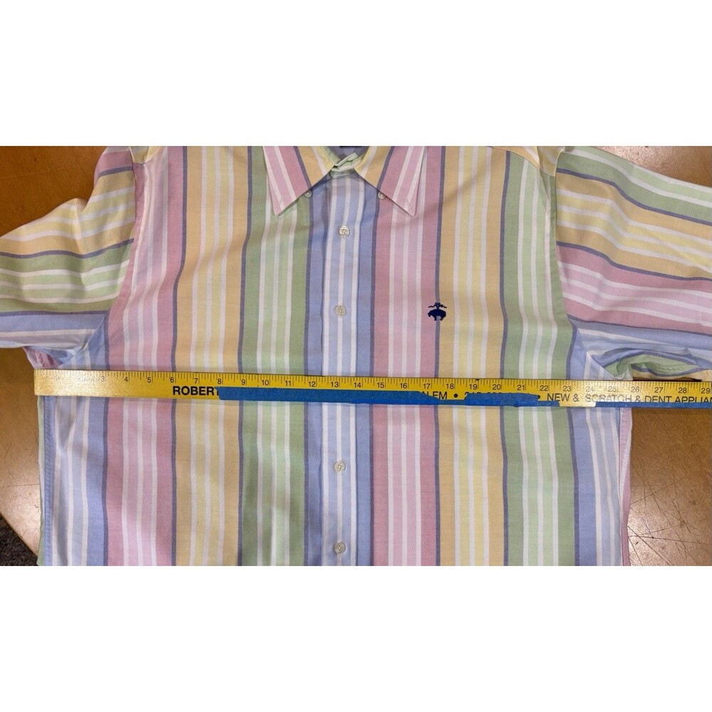 Brooks Brother Mens Large Pastel Multicolored Striped Button-Down Shirt Preppy - Picture 4 of 7